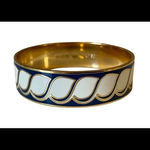 ♠️ Kate Spade Know the Ropes Gold Plated Blue & White Enamel Bangle Bracelet ♠️